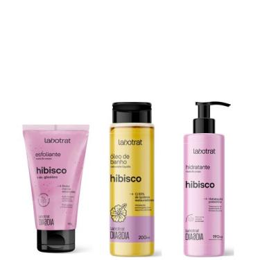 Imagem de Kit Hibisco Labotrat Dia a Dia  Esfoliante, Hidratante e Óleo de Banho