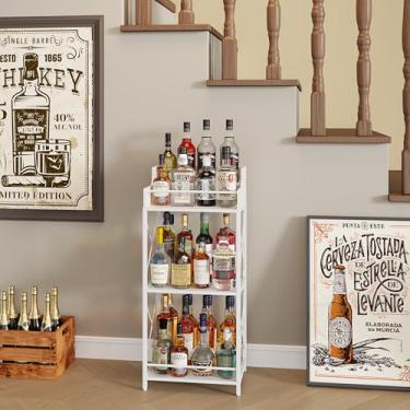 Imagem de KLM Prateleira de exibição de garrafa de licor, barra de armário de bebidas para casa, armário de bebidas em 4 degraus, minibar, armário de bebidas, suporte de prateleira de bar retrô para bebidas