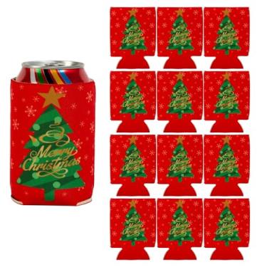 Imagem de FUN LAVIE Pacote com 12 Mangas de Refrigerador de Latas de Natal, Manga de Lata de Neoprene, Refrigeradores de Cerveja, Bebidas para Decorações de Festas de Fim de Ano de Natal, Suprimentos