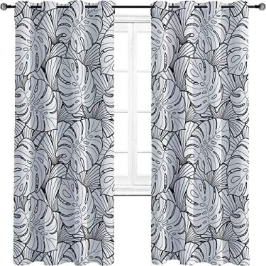 Imagem de Cortinas blackout pretas e brancas para quarto - isolamento térmico, economia de energia e redução de ruído, 2 painéis por grupo são usados na sala de estar ou quarto, L 250 x C 213 cm preto e branco