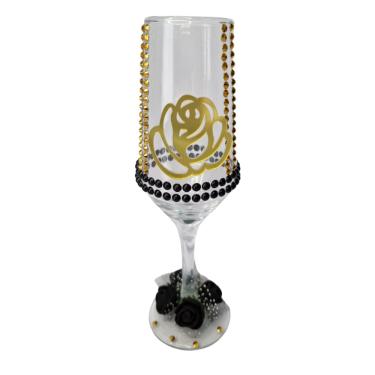 Imagem de Taça Dama da Noite Rosa Champanhe Vidro + Presente