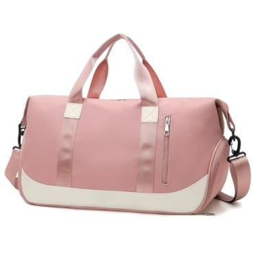 Imagem de Bolsa de Viagem Esportiva, Mala de Mão com Alça Transversal, Grande Capacidade para Academia e Viagens (Rosa)