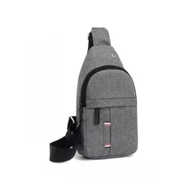 Imagem de Bolsa Mochila De Peito Tiracolo Pochete Bolsa Impermeável Transversal Masculina (Cinza)