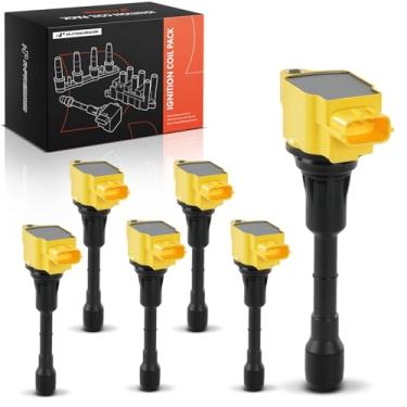 Imagem de A-Premium Pacote de bobina de ignição do motor amarelo compatível com Infiniti Q50/Q60 2014-2015, QX50/QX70 2014-2017, G37 2008-2013, Q70 2014-2019, Q40 2015, EX37/FX37 2013, M37 2011-2013, Q70L