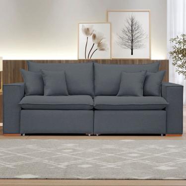 Imagem de Sofá 2 Lugares Barcelona Retrátil Veludo/Cinza - Celflex Colchoes