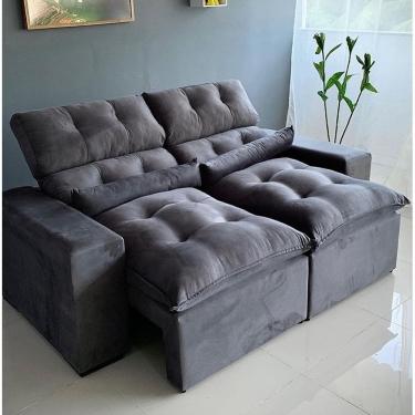 Imagem de Sofá Retrátil e Reclinável Confortável 2 metros Cinza
