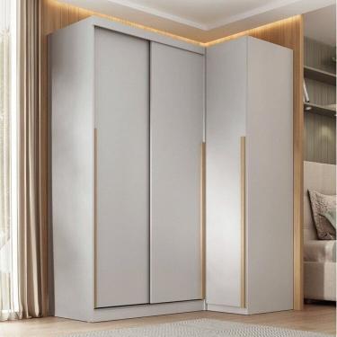 Imagem de Guarda-roupa Modular de Canto 2 Peças 3 Portas com 2 Portas de Correr Jade Cabecasa Madeiramadeira Cinza Urbano