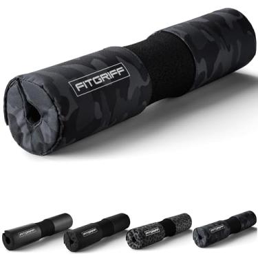 Imagem de Fitgriff® Almofada barra de ginásio com capa, protetor acolchoado de hip-thrust e agachamentos para pescoço, Barbell Pad Squat - acessórios para ginásio (Camo-Black)