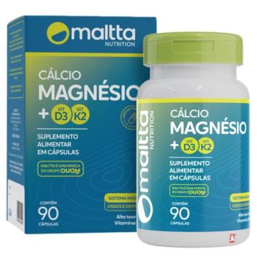 Imagem de Cálcio + magnésio + vitaminas k2 + vitamina d3 com 90 cápsulas - maltt