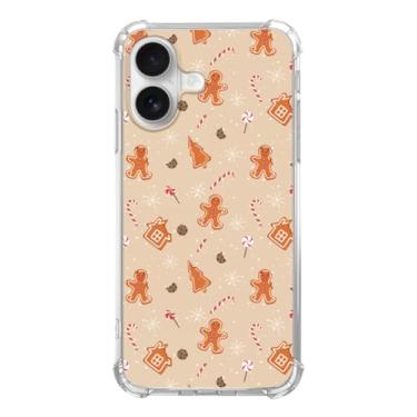 Imagem de Mofreore Linda capa de telefone de biscoito de gengibre de Natal compatível com iPhone 16, capa de telefone marrom festival de inverno para iPhone 16, capa de telefone bumper TPU
