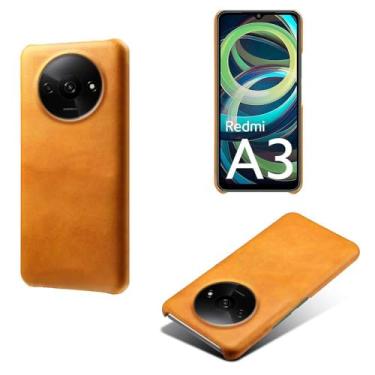 Imagem de Capa para Xiaomi Redmi A3 4G,Proteção contra quedas,Casca de volta de cor sólida simples,Design de couro de imitação de plástico-Orange