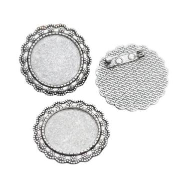 Imagem de Broche de Bronze Banhado a Prata - Estilo Folhas - 5 Peças com Base pa