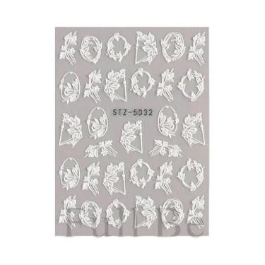 Imagem de Adesivos Florais 5D para Unhas - Design de Casamento em Relevo, STZ-5D
