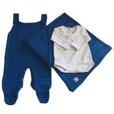 Imagem de Saída de Maternidade Jardineira 3 Peças - Kowak, Azul, Claro, RN