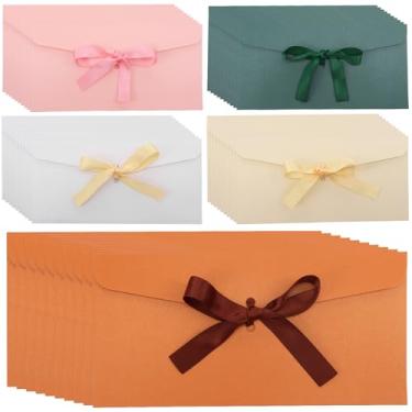 Imagem de 50 envelopes de convite, envelopes de papel vintage em branco para cartas, envelope de cartão de felicitações com fita, capas de cartão de presente para formatura, convite, chá de bebê, casamento
