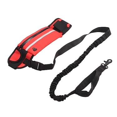 Imagem de Acouto Dog Running Leash Belt Saco de Mãos refletidas- Coloque Elástico da Trela para Aventuras Ao Ar Livre Com Bolso de Armazenamento (Vermelho)