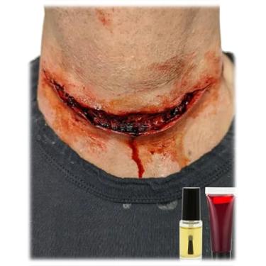 Imagem de Libima Fantasia de aparelho protético de Halloween, ferimento falso de látex com chiclete de sangue falso para cosplay, festa, fantasia, maquiagem, Cor nua, Medium