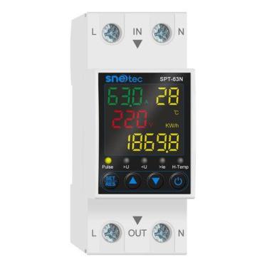 Imagem de Relé Protetor Tensão Medidor Energia KWh 63A Snetec SPT-63N, 220V