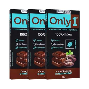 Imagem de Kit com 3 Tabletes de Chocolate 100% Cacau de 70g cada - Only1