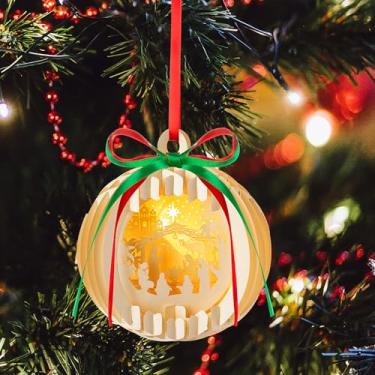 Imagem de Boao 1 conjunto de bolas de enfeites de presépio iluminadas com luz LED para árvore de Natal, decorações de papel de Jesus, páscoa de presépio pequeno, presentes de história de Natal, presentes