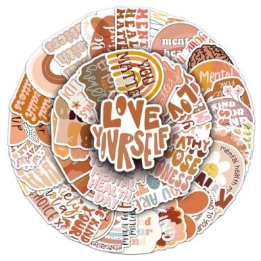 Imagem de Pacote de adesivos Boho com 50 peças de saúde mental para diários, laptops, garrafas de água, decoração de escritório de terapeuta, itens essenciais para consultoria, decalques com citação positiva