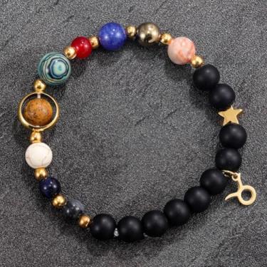 Imagem de Pulseira com doze signos do zodíaco requintado sistema solar universo galáxia pulseira joias acessórios presentes, One Size, Pedra, Sem Pedra Preciosa