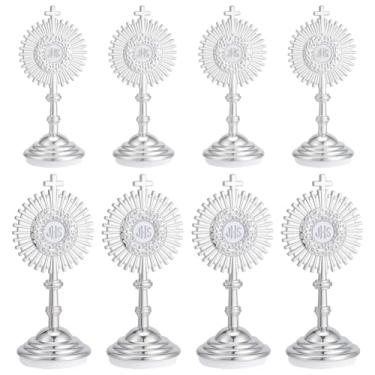 Imagem de PH PandaHall 8 peças de crucifixo em pé, mini cruz de 6 cm e 7,6 cm com base crucifixo suporte de estátua de sacramento abençoado de metal para mesa de bolo de primeira comunhão para casa altar capela