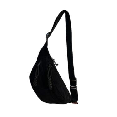 Imagem de Bolsa tiracolo cor sólida casual esportes ao ar livre feminina grande capacidade preta