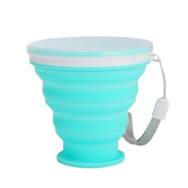 Imagem de Copo de viagem dobrável de silicone - Copo de acampamento dobrável de silicone com tampas - Conjunto de copos expansíveis - portátil, graduado [287 g]