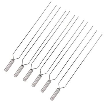 Imagem de 5x Espeto Duplo Inox 40cm Cabo Revestido Alumínio Churrasco
