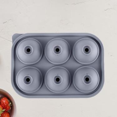 Imagem de Bandeja de silicone para cubos de gelo com tampa - 6 cavidades redondas - cinza