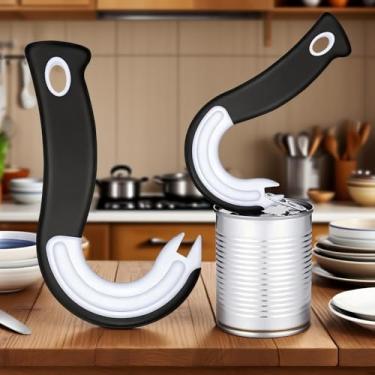 Imagem de Abridor de latas em forma de gancho, fácil de segurar, abridor de latas e ferramenta de abridor de garrafas – Design de plástico durável para uso doméstico e restaurante, material ideal de cozinha