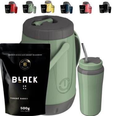 Imagem de Kit Completo Tereré Garrafa Pávia Copo Térmico Com Bomba Inox Unitermi