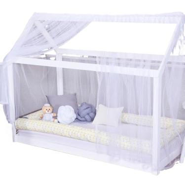 Imagem de Mosquiteiro, Mosquiteiro Solteiro Tule 2,00m X 2,00m Casinha Montessoriana Solteiro(Branco 2,00MX2,00M)