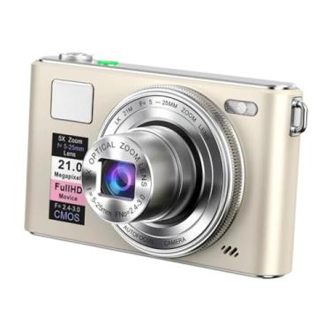 Imagem de Ysyqkn Câmera Digital E Portátil 5x Profissional Compacta E Versátil - Acessórios para Viagem, Estudo, Gravação, Vlog E Shows, Ouro Champanhe