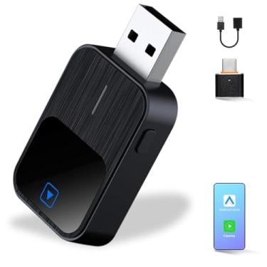 Imagem de 2 em 1 sem fio CarPlay / Android adaptador de carro atualização com fio carPlay para mini USB e botão de reinicialização sem fio para carro embutido CarPlay / carro Android