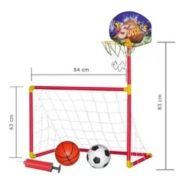 Imagem de Brinquedo Menino Menina Trave 2 Em 1 Futebol e Basquete - IMPORTWAY