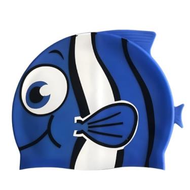 Imagem de Touca de Natação Infantil de Silicone Hipoalergênica Confortável Fácil de Colocar Sem Látex Diversas Cores Escolha a Sua Cor Favorita (Azul escuro)