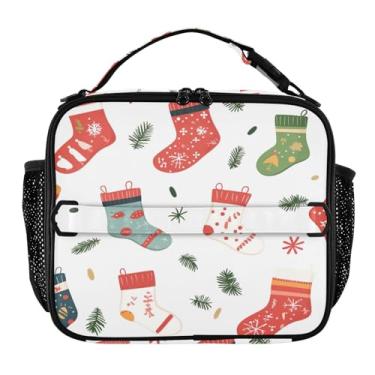 Imagem de Blueangle Lancheira de meias de Natal para homens, mulheres e adultos, lancheira pequena para trabalho de escritório, piquenique - bolsa térmica portátil reutilizável (469)