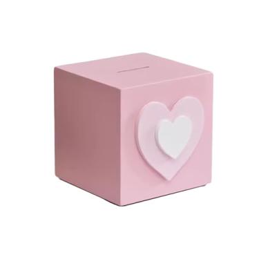 Imagem de Cofrinho Pink Love, armazenamento de notas e moedas de grande capacidade com recurso de acesso opcional, presente romântico (pequeno)