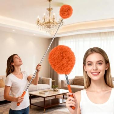 Imagem de Espanador de microfibra extensível, escova telescópica para limpeza de casa e carro, comprimento ajustável, macio e flexível