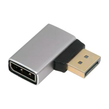 Imagem de chenyang Adaptador DisplayPort 1.4 8K, DisplayPort macho para fêmea 8K @60Hz 32,4 Gbps alta velocidade banhado a ouro 90 graus adaptador de extensão ângulo reto