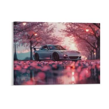 Imagem de HouLaiZhe Anime Rx7 Jdm Carro Flor de Cerejeira Posters Tela Estética Sala Decoração de Parede Impressões Galeria Sala Decoração de Parede para Quarto Sala de Estar Escritório 18 x 24 polegadas (45 x