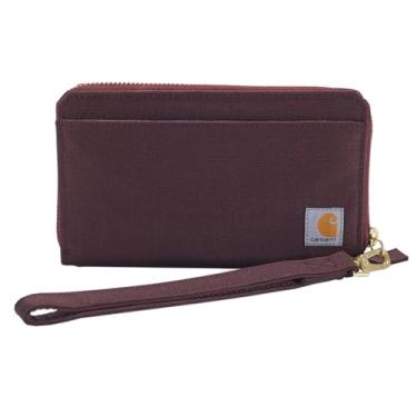 Imagem de Carhartt Carteiras femininas casuais de lona, Nylon Duck Lay-Flat Clutch (Deep Wine), tamanho nico