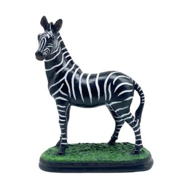 Imagem de Fenteer Estátua de Zebra em Resina com Formato Vívido, Escultura de Zebra, Estatueta de Animal para Mesa de Centro, Quarto, Prateleira de Armário, Preto