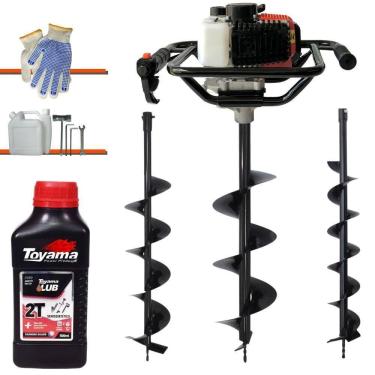 Imagem de Trado Motorizado + Brocas 80x20 80x25 80x30 + óleo Stihl 2t