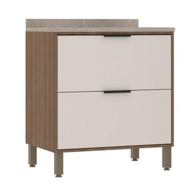 Imagem de Balcão De Cozinha Com Tampo 80 Cm 2 Gavetões Aspen Luciane Móveis beige