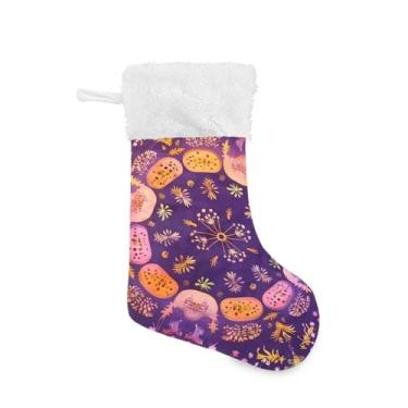 Imagem de ATTX Meias de Natal mandala com gradiente amarelo, suportes de presente brancos de pelúcia para decorações de festas de fim de ano (43 cm, 1 pacote) #584