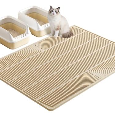 Imagem de TRZZ Tapete de areia extragrande para gatos XXL, tapete de caixa de areia de silicone para chão, impermeável e antiderrapante, fácil de limpar, tapete de armadilha de areia para gatos e coletor de