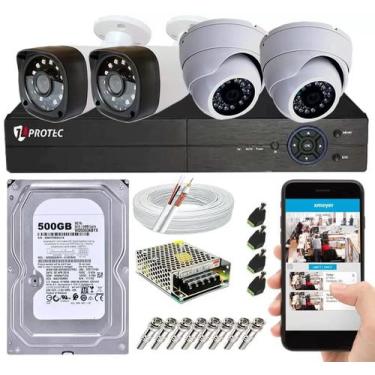 Imagem de Kit Cftv 4 Câmeras De Segurança Hd 720p E Dvr 4 Canais Full hd App Xme